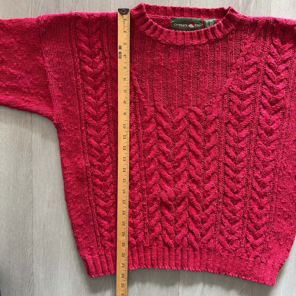 Outback Red Vintage Cable Knit Sweater Red Size L - Picture 10 of 10